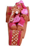 Adaa Terracotta - Reclining Ganesha on Sofa - Pink Showpiece  -  11.9 cm