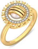 BlueStone The Golden Arm Yellow Gold Diamond, Pearl 18 K Ring