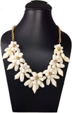 Hotpiper Designer White Floral Design Cubic Zirconia Acrylic Necklace