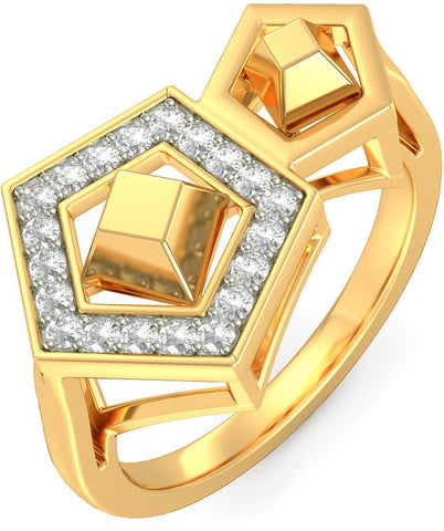 BlueStone Tripartite Axis Yellow Gold Diamond 18 K Ring