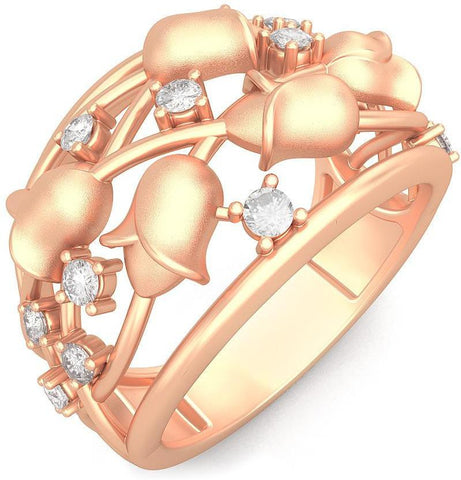 BlueStone Exquisite Tulip Rose Gold Diamond 14 K Ring