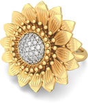 BlueStone Heavenly Sunflower Yellow Gold Diamond 18 K Ring
