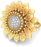 BlueStone Heavenly Sunflower Yellow Gold Diamond 18 K Ring