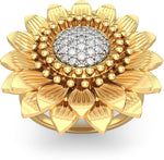 BlueStone Heavenly Sunflower Yellow Gold Diamond 18 K Ring