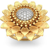 BlueStone Heavenly Sunflower Yellow Gold Diamond 18 K Ring