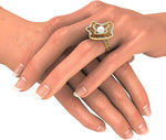 BlueStone Sylvan Lattice Yellow Gold Diamond, Pearl 18 K Ring