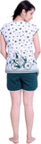 O Baby Women's Printed White, Dark Green Top & Shorts Set