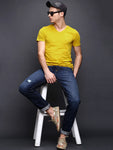 Wrogn Solid Men's V-neck T-Shirt