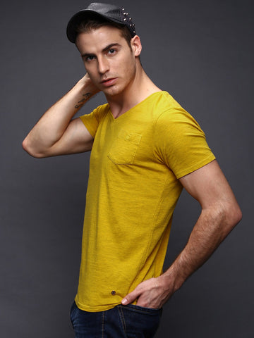 Wrogn Solid Men's V-neck T-Shirt