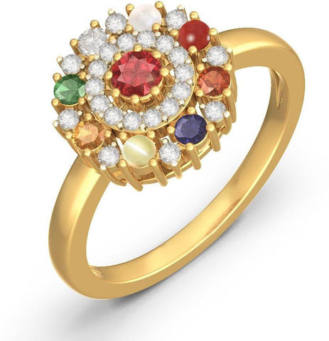 BlueStone Priyala Ring Yellow Gold Diamond, Ruby 18 K Ring
