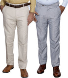 IndiWeaves Regular Fit Men's Linen White, Cream Trousers