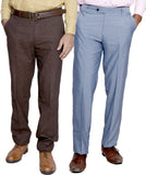 IndiWeaves Regular Fit Men's Linen Brown, Blue Trousers