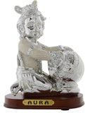 Jaipur Crafts Premium Collection Silver Lord Krishna With Makhan Matki Showpiece  -  13.97 cm