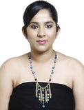 Galz4ever Blue Beaded Drop Chain Fashion Alloy Necklace