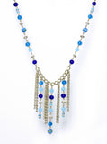 Galz4ever Blue Beaded Drop Chain Fashion Alloy Necklace
