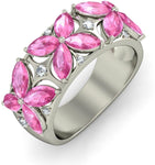BlueStone The Bougainvillea White Gold Sapphire, Diamond 18 K Ring