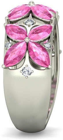 BlueStone The Bougainvillea White Gold Sapphire, Diamond 18 K Ring