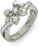BlueStone The Morning Glory Band White Gold Diamond 18 K Ring