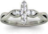 BlueStone The Aster White Gold Diamond 18 K Ring