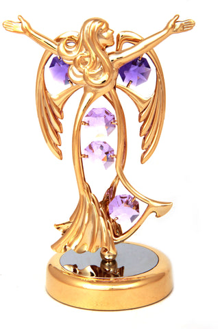 Adaa Gold Plated - Classic Angle With Crystals Showpiece  -  14 cm