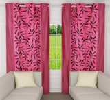 Home Fashion Gallery Polyester Pink Floral Eyelet Door Curtain