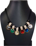 Hotpiper Classic Multicolor Cubic Zirconia, Crystal Yellow Gold Plated Acrylic Necklace