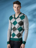 Mast & Harbour Self Design V-neck Casual Men's Sweater