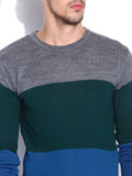 Mast & Harbour Striped Round Neck Casual Men's Sweater