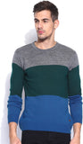 Mast & Harbour Striped Round Neck Casual Men's Sweater