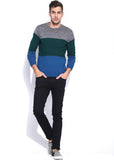 Mast & Harbour Striped Round Neck Casual Men's Sweater