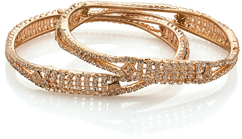 Voylla Alloy Cubic Zirconia Yellow Gold Bangle Set