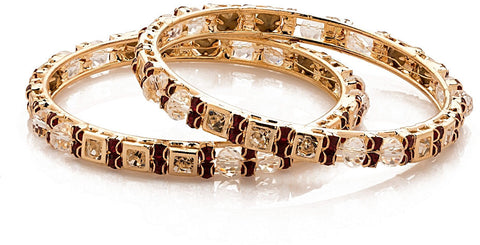 Voylla Alloy Cubic Zirconia Yellow Gold Bangle Set