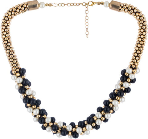 Voylla Artifictial Beaded Plain Pearl Yellow Gold Plated Alloy Necklace