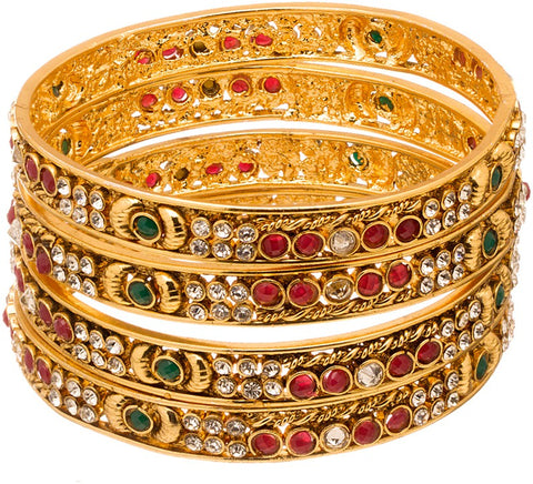 Voylla Alloy Crystal Yellow Gold Bangle