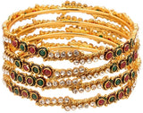 Voylla Alloy Crystal Yellow Gold Bangle