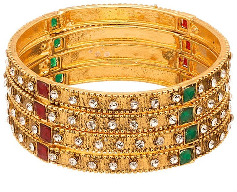 Voylla Alloy Crystal Yellow Gold Bangle