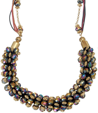 Voylla Artifictial Beaded Plain Crystal Yellow Gold Plated Alloy Necklace