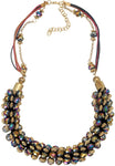 Voylla Artifictial Beaded Plain Crystal Yellow Gold Plated Alloy Necklace