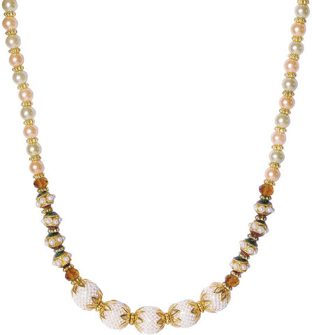 Voylla Artifictial Beaded Textured Pearl Yellow Gold Plated Alloy Necklace