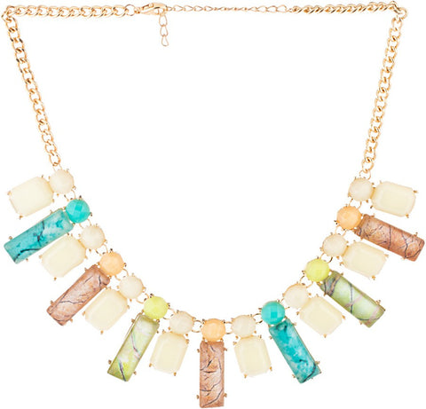 Voylla Artifictial Geometry Plain Crystal Yellow Gold Plated Alloy Necklace