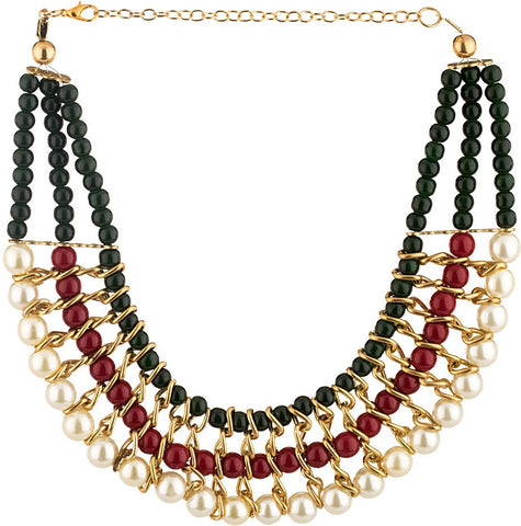Voylla Artifictial Beaded Plain Pearl Alloy Necklace