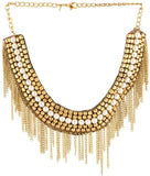 Voylla Artifictial Beaded Plain Pearl Yellow Gold Plated Alloy Necklace