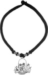 Voylla Artifictial Floral Oxidised Silver Plated Cotton Dori Necklace