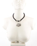 Voylla Artifictial Floral Oxidised Silver Plated Cotton Dori Necklace
