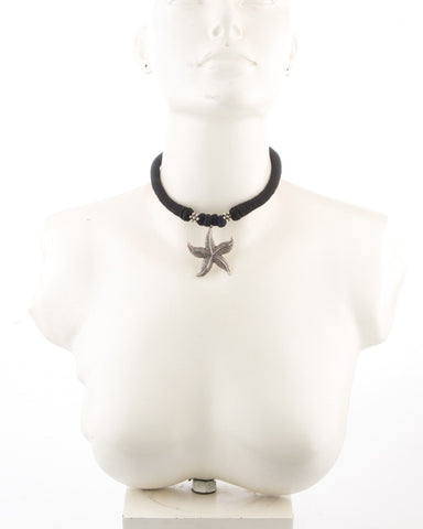 Voylla Artifictial Floral Oxidised Silver Plated Cotton Dori Necklace