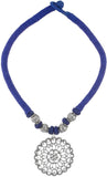 Voylla Artifictial Classic Textured Silver Plated Cotton Dori Necklace