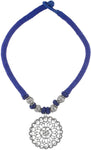 Voylla Artifictial Classic Textured Silver Plated Cotton Dori Necklace