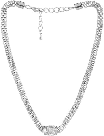 Voylla Artificial Classic Plain Cubic Zirconia Silver Plated Alloy Necklace