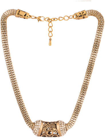 Voylla Artificial Classic Plain Cubic Zirconia Yellow Gold Plated Alloy Necklace