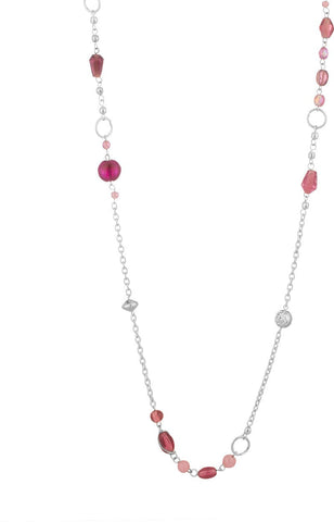 Voylla Artificial Beaded Plain Crystal Silver Plated Alloy Necklace